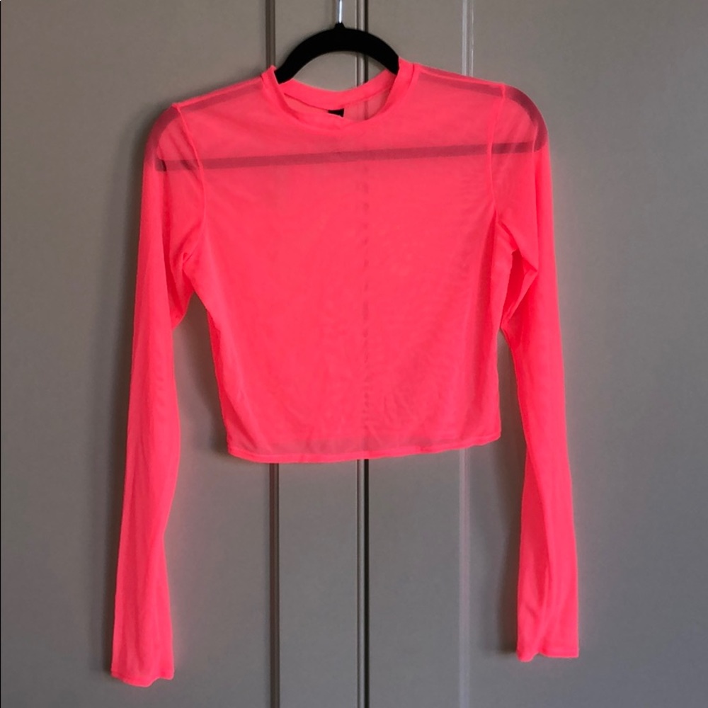 Triangl hot coral pink mesh swim top